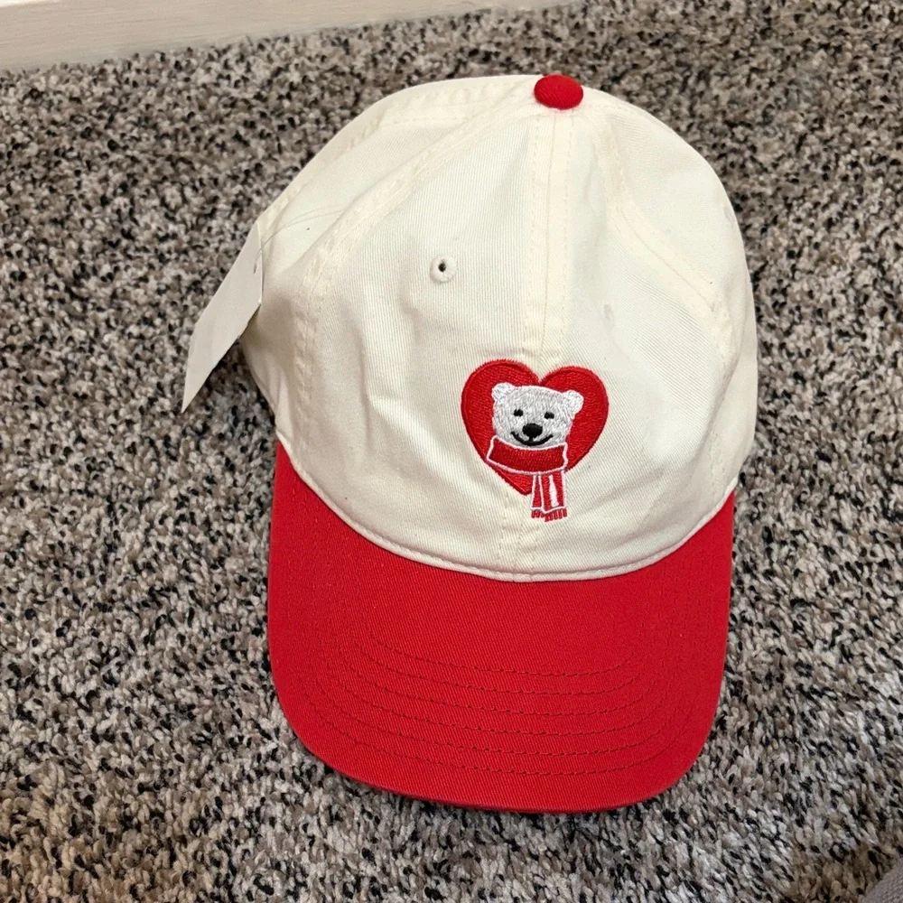 Coca Cola White and Red Bear Heart Baseball Hat